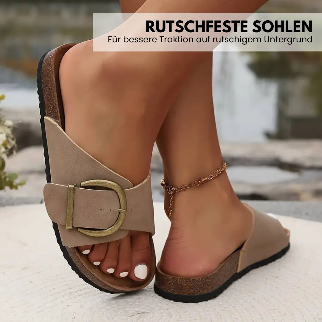 OrthoMia - Schmerzlindernde Kork-Sandalen mit Schnallenriemen-Design für Damen - Sonderaktion 1+1 Gratis