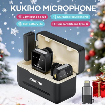 KUKIHO Wireless Lavalier Mic with Charging Case for Smartphones 
