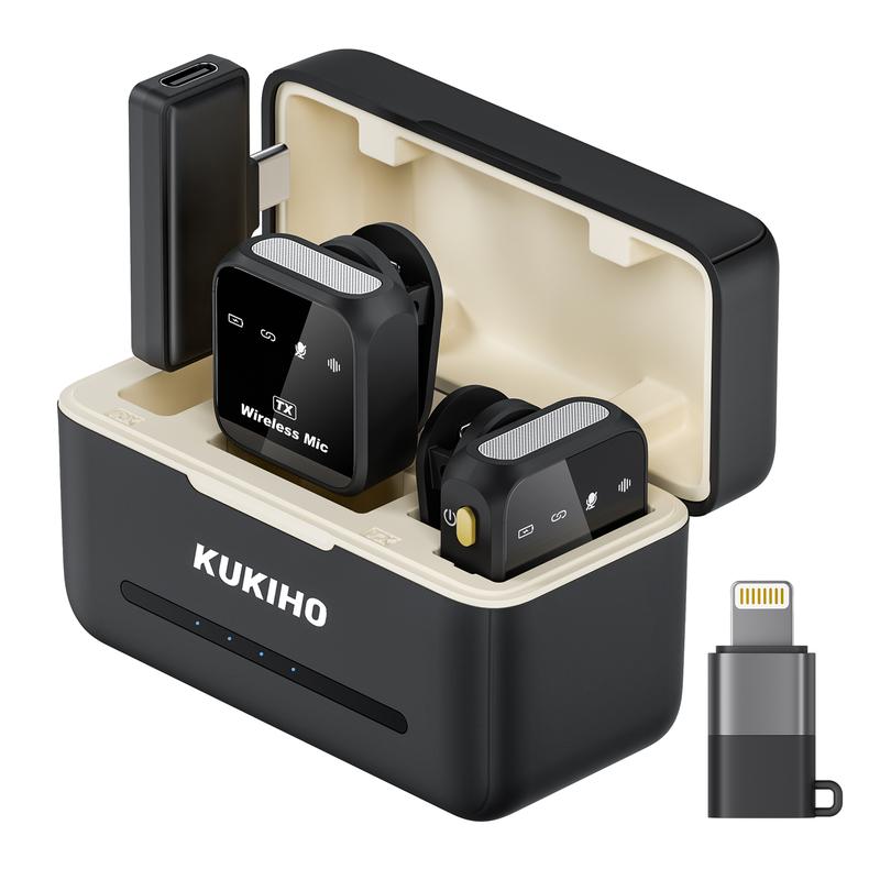 KUKIHO Wireless Lavalier Mic with Charging Case for Smartphones 