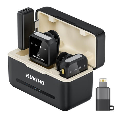 KUKIHO Wireless Lavalier Mic with Charging Case for Smartphones 