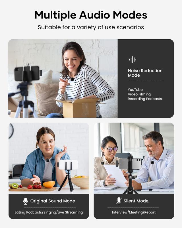 KUKIHO Wireless Lavalier Mic with Charging Case for Smartphones 