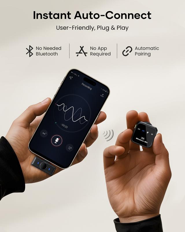 KUKIHO Wireless Lavalier Mic with Charging Case for Smartphones 