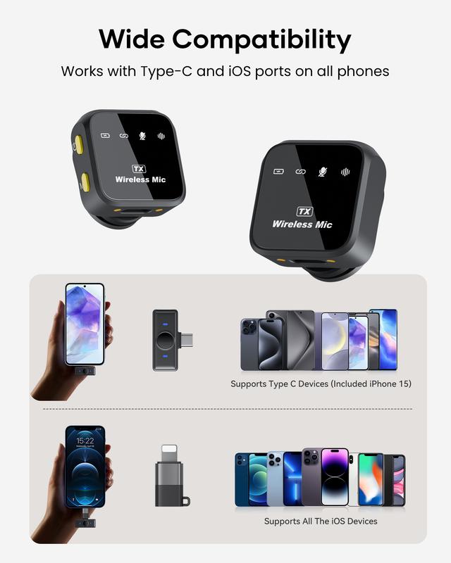 KUKIHO Wireless Lavalier Mic with Charging Case for Smartphones 