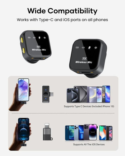 KUKIHO Wireless Lavalier Mic with Charging Case for Smartphones 