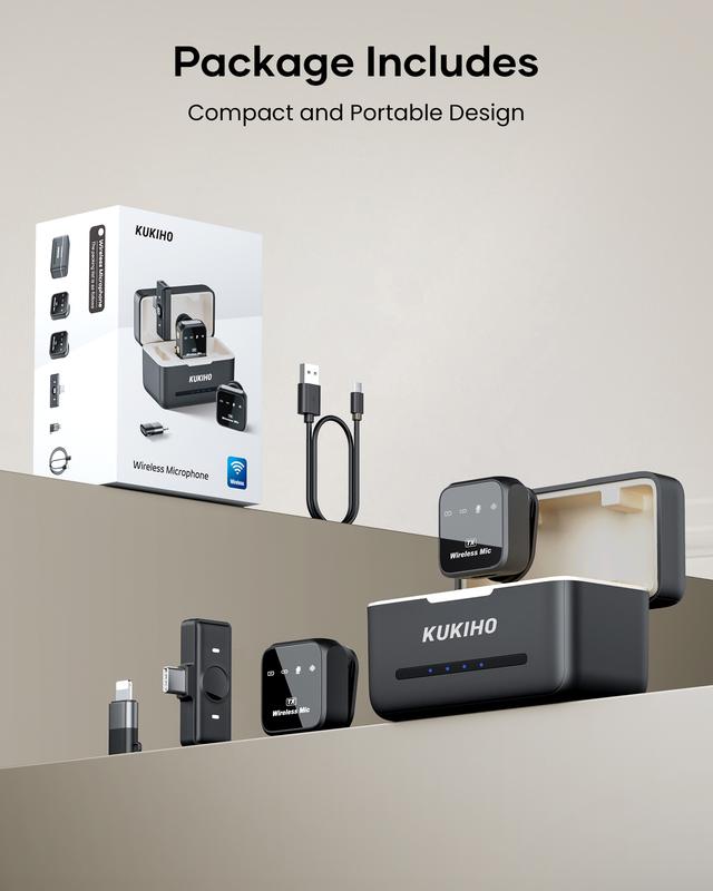 KUKIHO Wireless Lavalier Mic with Charging Case for Smartphones 
