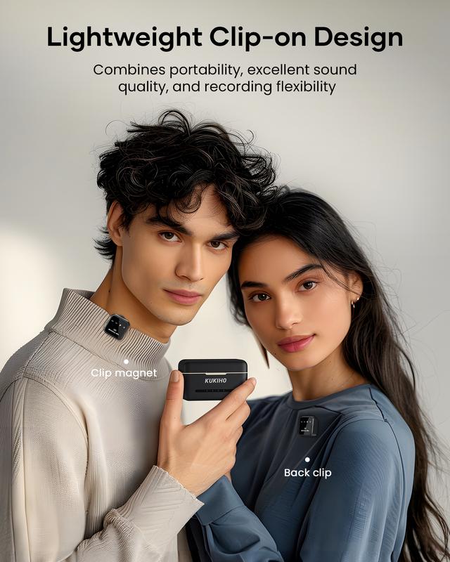 KUKIHO Wireless Lavalier Mic with Charging Case for Smartphones 